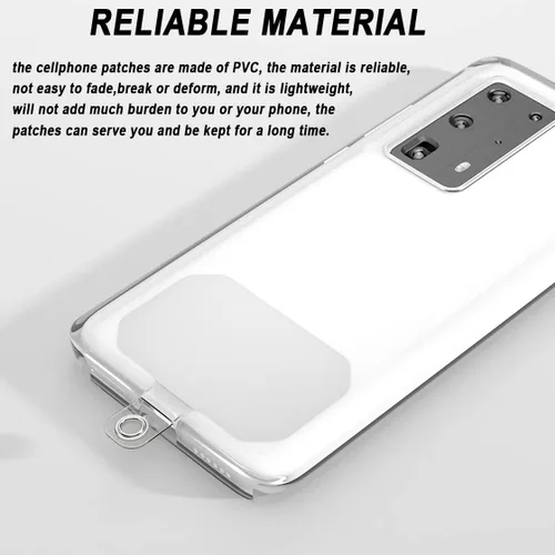 Miniatura 4 de Paquete de 20 correas para teléfono con anillo de metal, accesorio de repuesto universal para teléfono celular, parches de PVC, almohadilla adhesiva