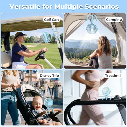 Miniatura 8 de AMACOOL Ventilador de cochecito a pilas, esenciales de viaje para bebés para la playa, Disney, para recién nacidos, regalos de baby shower, búsqueda