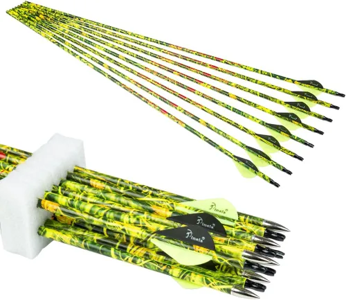 Miniatura 8 de Flechas de caza de carbono de 28 pulgadas 300 340 350 400 espina dorsal de carbono para arco recurvo compuesto práctica objetivo 28 30 pulgadas