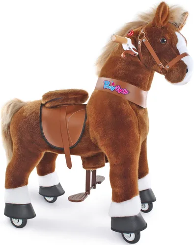 Miniatura 12 de PonyCycle Caballo de paseo para niños pequeños de 3 a 4 años con freno, sin batería (30 pulgadas de altura/tamaño 3 modelo clásico U) poni mecánico
