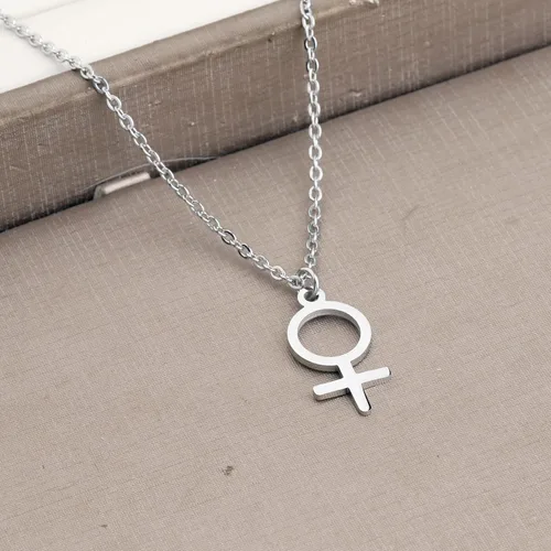 Miniatura 5 de KEYCHIN Collar astrológico femenino de género con dije de símbolo de Venus, colgante de símbolo femenino, joyería para mujeres y niñas, Acero