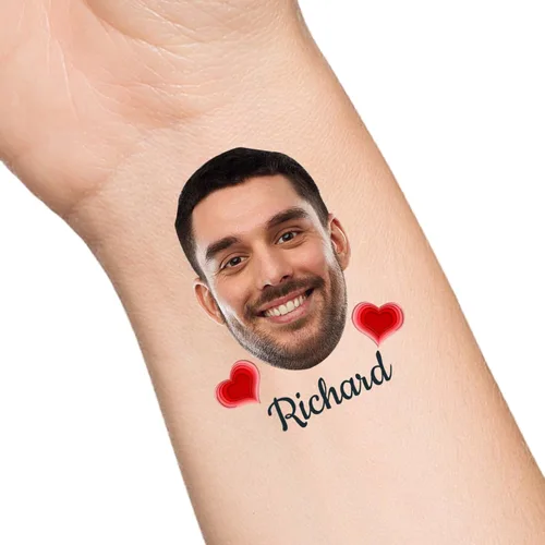 Miniatura 41 de Tatuajes temporales personalizados con texto de nombre, tatuaje temporal personalizado con logotipo fotográfico para adultos, parejas, mujeres