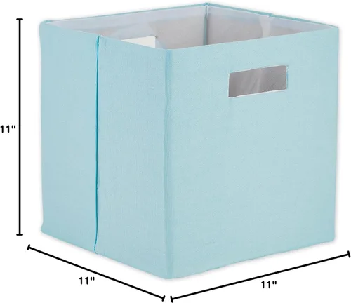 Miniatura 9 de DII Cubo de almacenamiento plegable de poliéster, sólido, ligero y duradero, cuadrado pequeño, 11 x 11 x 11 pulgadas, color azul huevo de Robin