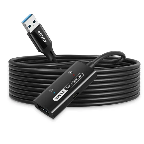 AGVEE Cable de extensión activo USB 3.0 de 66 pies / 65.6 ft, USB3.0 macho a hembra, extensor de señal ultra largo, cable de refuerzo de señal para