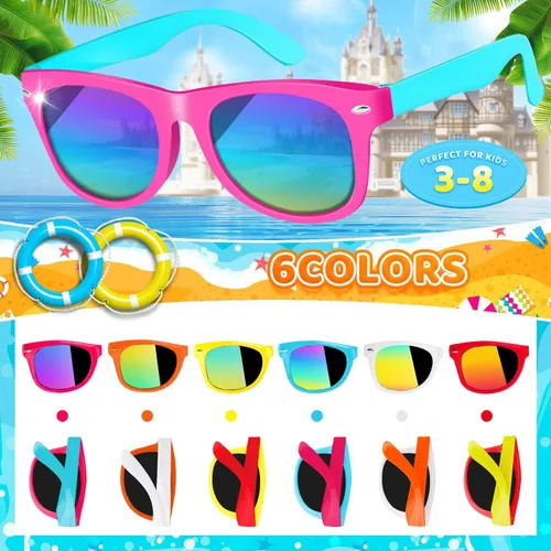 Miniatura 3 de Paquete de 24 lentes de sol para niños con protección UV400, recuerdos de fiesta para niños y niñas de 3 a 8 años, bolsas de regalo de neón
