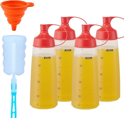 Miniatura 14 de Botellas exprimibles de condimentos para salsas, panqueques de plástico – boca ancha para cocina, ketchup mostaza, botella vacía para glaseado