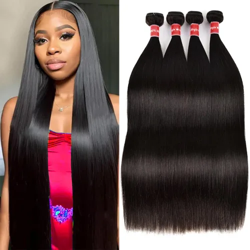 Miniatura 11 de Manojos de cabello humano lacio de 16, 18, 20 pulgadas, 12A, extensiones de cabello humano virgen brasileño 100% sin procesar, extensiones