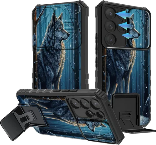 Miniatura 552 de Funda para Samsung Galaxy S22 Ultra 5G, Galaxy S22 Ultra con cubierta de cámara deslizante, funda resistente de doble capa con función atril Black