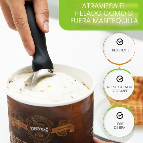 Miniatura 6 de Spring Chef - Cuchara para helado resistente con mango cómodo - Cuchara profesional para helado para gelato, sorbete, masa de galletas, melón, yogur
