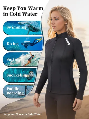 Miniatura 5 de Owntop Camisetas de neopreno Mujeres y hombres Manga larga de neopreno de 0.079 in Flexible y cómodo Cremallera frontal YKK Surfing Buceo