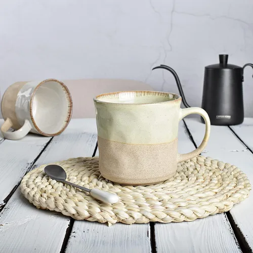 Miniatura 4 de Bosmarlin Taza de café grande de cerámica, taza de té grande para oficina y hogar, 18 onzas, apta para lavavajillas y microondas, 1 unidad (verde, 1)