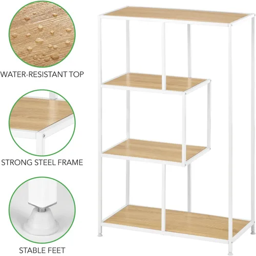Miniatura 5 de mDesign Organizador de estante de almacenamiento de metal de mediados de siglo, 4 niveles, uso en baño, cocina, entrada, pasillo, vestíbulo