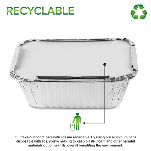 Miniatura 5 de Stock Your Home Utensilios de cocina desechables de aluminio de 1 libra con tapas (paquete de 25) – Sartenes de aluminio con tapas de cartón