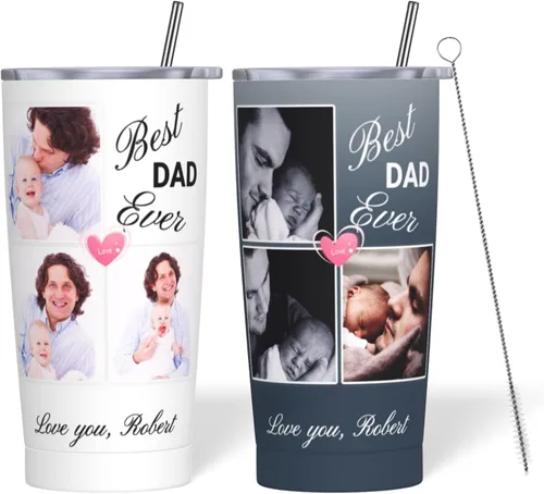 Vaso personalizado personalizado con foto texto imagen regalo en el día del padre, cumpleaños para papá, marido, abuelo, taza de café aislada de