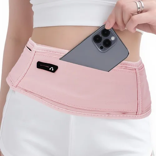 Miniatura 2 de Cinturón de correr para teléfono – Riñonera ajustable para correr con 3 bolsillos para teléfonos de hasta 7.2 pulgadas, cangurera delgada para Rosa