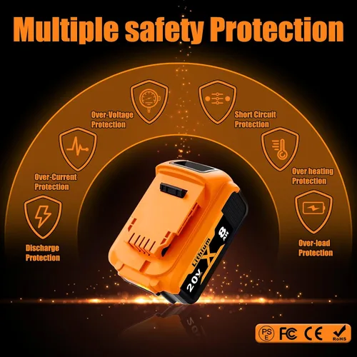 Miniatura 5 de Totoplus Reemplazo para Dewalt 20V Max Batería: Baterías de litio de 8.0Ah compatibles con Dewalt DCB200 Herramientas eléctricas inalámbricas