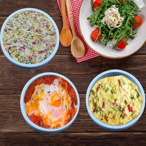 Miniatura 3 de Molde de silicona para freidora de aire, 3 piezas reutilizables para freidora de aire, sartén para huevos, molde antiadherente para huevos, molde