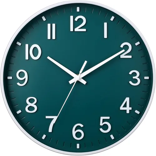 Miniatura 14 de HZDHCLH Reloj de pared de cuarzo moderno, funciona con pilas, 12 pulgadas, silencioso, sin tictac, números 3D, reloj redondo para pared, reloj