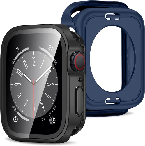 Miniatura 22 de Amizee Estuche 2 en 1 [Paquete de 2] Compatible con Apple Watch Series 9/8/ 7 de 45 mm con Protector de Pantalla Integrado, Cubierta Protectora