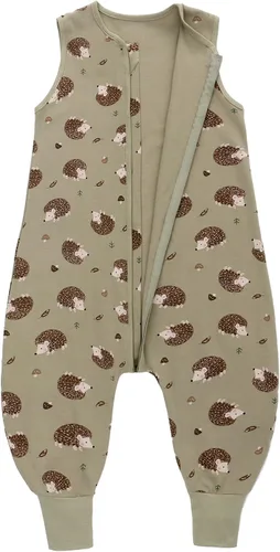 Miracle Baby Saco de dormir con pies - 0.5 TOG 100% algodón transpirable, diseño sin mangas, saco de dormir para bebé Verde Hedgehog