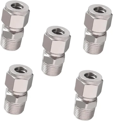 Miniatura 16 de Acoplamiento de compresión de acero inoxidable 304 para conectar tubo de 1/2 pulgada de diámetro exterior x rosca macho NPT de 1/4 pulgada