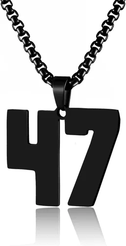 Miniatura 175 de Collar de Número Dorado para Hombre, Cadena de Acero Inoxidable con Colgante de Número para Atletas, Joyería Deportiva Personalizada para Niños
