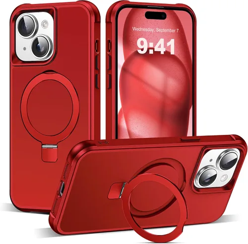 Miniatura 37 de SKYLMW – Funda compatible con iPhone 12 Pro Max y iPhone 13 Pro Max con soporte magnético invisible tipo anillo, fundas translúcidas para teléfonos