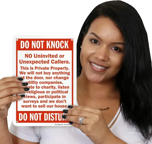 Miniatura 2 de SmartSign Security cartel, leyenda ""Do Not Knock - Do Not Disturb", rojo sobre blanco, Rojo sobre blanco, 1