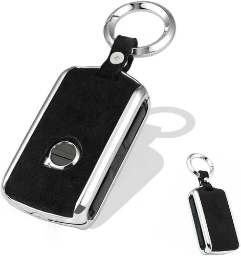 SANRILY 1 funda de cuero de gamuza para llavero inteligente Volvo XC90 2018 XC60 S90 V90 2019 2020 sin llavero, funda de protección completa, color