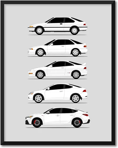 Miniatura 14 de Custom Car Posters Póster hecho a mano compatible con Acura Integra Evolution Generations e impresión de Acura Integra, multicolor, 8 x 10 pulgadas