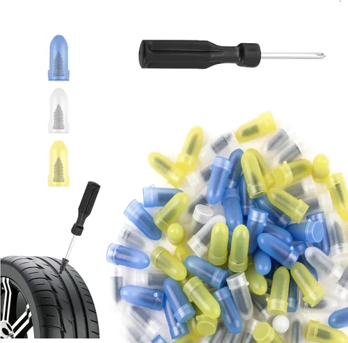 100PCS Tire Plugs Kit,Professional Tire Repair Rubber Nail Kit with 3 Sizes for Car/SUV/Truck Emergency Repair,Fast Self-Service Screw in Tires