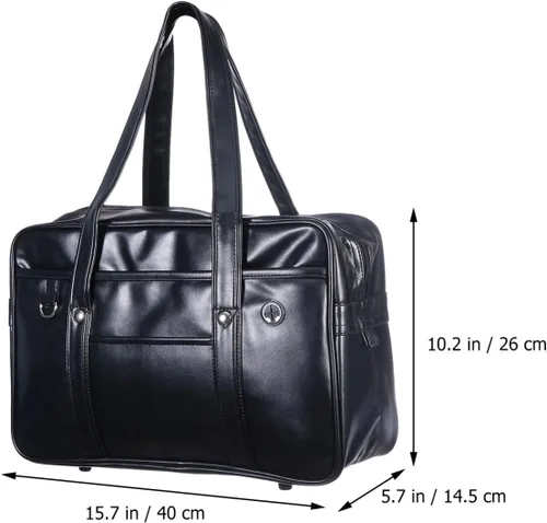Miniatura 5 de Mikikit Bolsa de viaje portátil de cuero para hombre, bolsa de hombro para portátil, maletín para libros, para hombre, uniforme japonés, bolsa