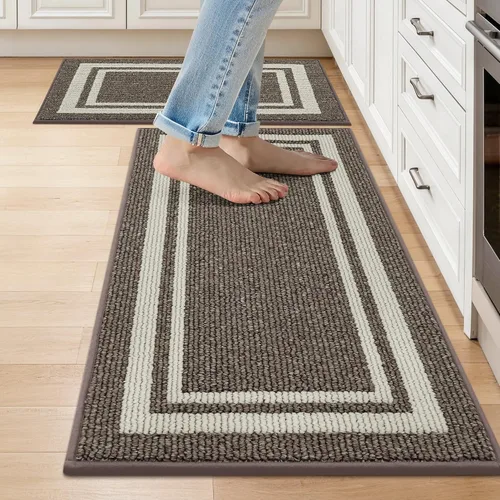Miniatura 18 de COSY HOMEER Tapete de cocina antideslizantes, absorbentes para el piso, alfombra de cocina lavable, tapete de pie para fregadero, alfombra de Beige