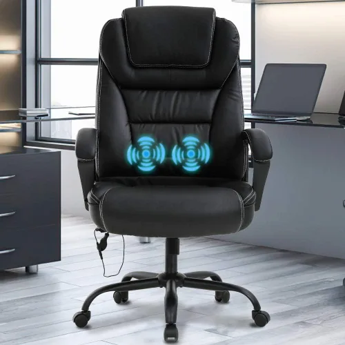 Miniatura 8 de Silla de oficina grande y alta, resistente de 400 libras, silla de escritorio ergonómica de respaldo alto, silla de malla giratoria con soporte Negro