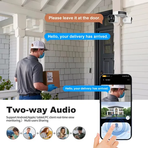 Miniatura 3 de Cámaras Dual Lens para Exteriores 2.5K/5MP Cámaras para Casa con Cable Enchufables Cámara WiFi Inalámbrica con Audio y Video, PTZ, Seguimiento
