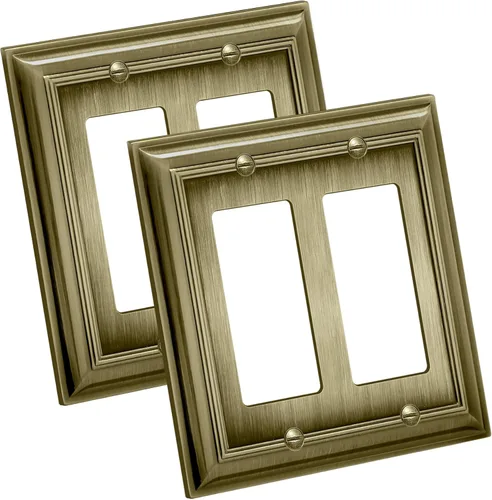 Miniatura 9 de BESTTEN Grand Collection - Placa de pared decorativa de latón envejecido de aleación de zinc de 4 cuadras, cubierta de enchufe de latón antiguo
