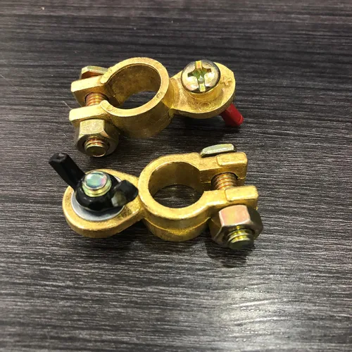 Miniatura 4 de 1 par de abrazaderas ajustables de terminal de cable de batería de latón para poste superior de coche, conectores universales negativos y positivos