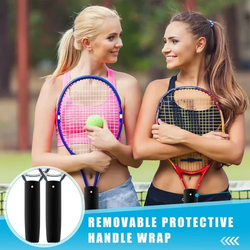 Miniatura 5 de Blueweenly 4 fundas para mango de raqueta de tenis, cubierta de agarre de raqueta de tenis, mango protector extraíble antideslizante de lona
