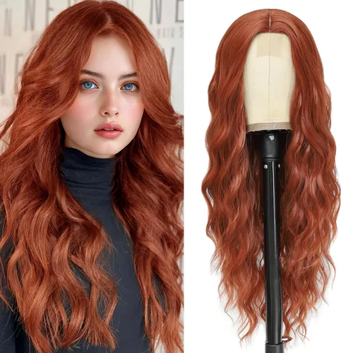 Miniatura 36 de Peluca larga rubia 613 para cosplay, peluca sintética de 28 pulgadas, parte media, regalos realistas, pelucas de fiesta para mujeres, uso diario