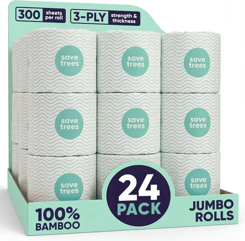 Miniatura 8 de Save Trees Papel Higiénico de Bambú - 80 Rollos de Papel Higiénico Orgánico Seguro para Fosas Sépticas - 3 Capas, 300 Hojas por Rollo - Libre