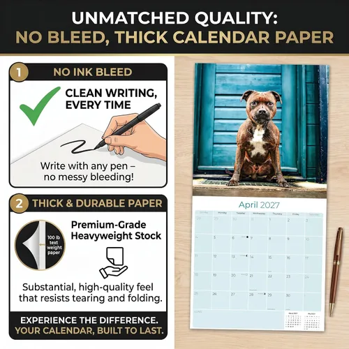 Miniatura 5 de Calendario 2025 2026 de Pitbull - Calendario de pared mensual de la raza de perro Staffordshire Bull Terrier - 12" x 24" abierto - Papel grueso sin