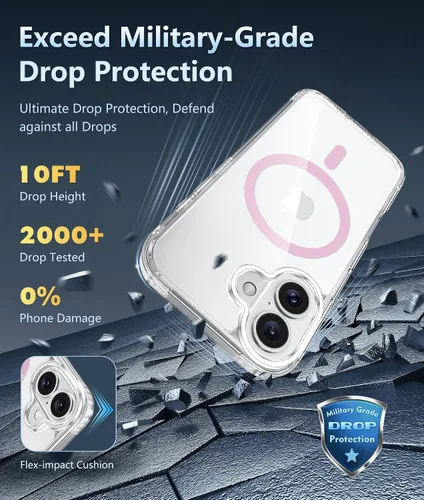 Miniatura 18 de FNTCASE Funda para iPhone 13 Pro-Max: Fundas magnéticas transparentes compatibles con Magsafe Slim anti amarillamiento protección contra caídas