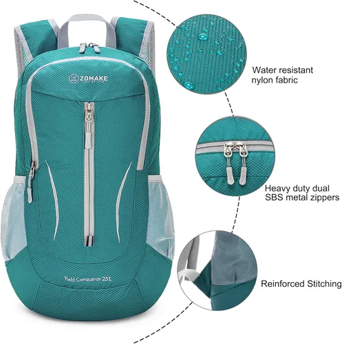 Miniatura 5 de ZOMAKE Mochila plegable ultraligera de 25 litros, mochilas de senderismo plegables resistentes al agua, mochila plegable pequeña para viajes