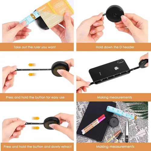 Miniatura 5 de iBayam Paquete de 2 cintas métricas de cinta métrica para coser tela corporal, tela a medida, vinilo para hacer manualidades en casa, reglas
