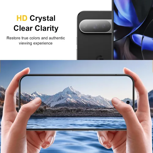 Miniatura 7 de [Paquete de 2+2] Protector de pantalla de privacidad mate de 4 vías de 360° para Google Pixel 9 Pro con protector de lente de cámara, compatible