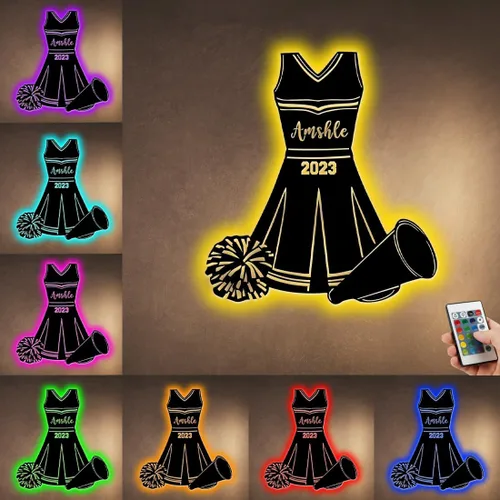 Miniatura 13 de Letrero de metal de jersey deportivo personalizado con luz LED, nombre y número personalizado, letrero de neón con nombre personalizado, decoración
