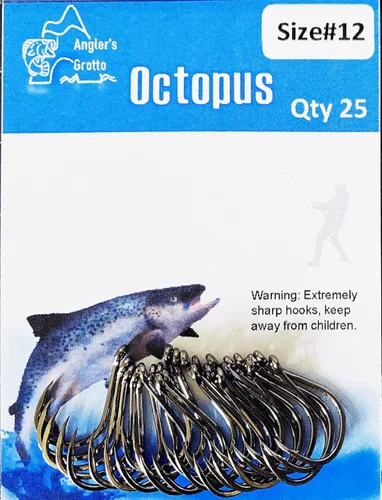 Angler's Grotto Gancho de pulpo | 25/50 unidades por paquete | Anzuelos de pesca de agua dulce y salada | Acero de alto carbono extra fuerte |