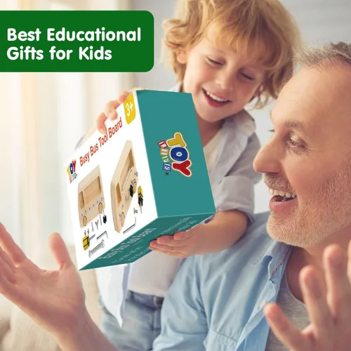 Miniatura 7 de TOY Life Juego de tablero de destornillador Montessori de madera para niños pequeños y niños de 3, 4, 5 años, juguetes sensoriales de autobús
