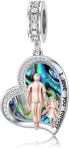 PROESS Dije para padre, madre e hija, pulsera de plata de ley para pulseras, regalos de cumpleaños, día de San Valentín, para hija, madre, amante