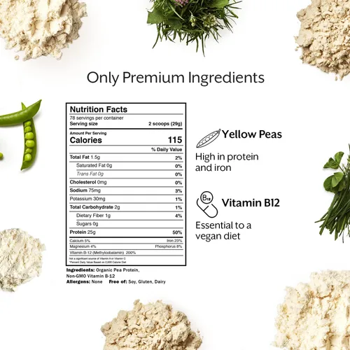 Miniatura 3 de Proteína premium vegana Promix, N° 1 en ventas + B12, mezcla orgánica completa a base de plantas, sin gluten, libre de soya, 1